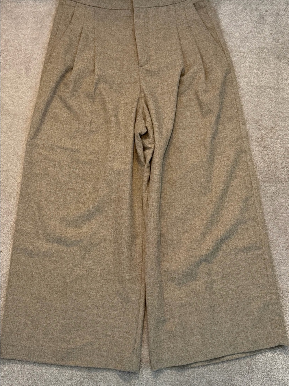 Zara Girls Pleated Wide-Leg Skirt-Trousers in Taupe